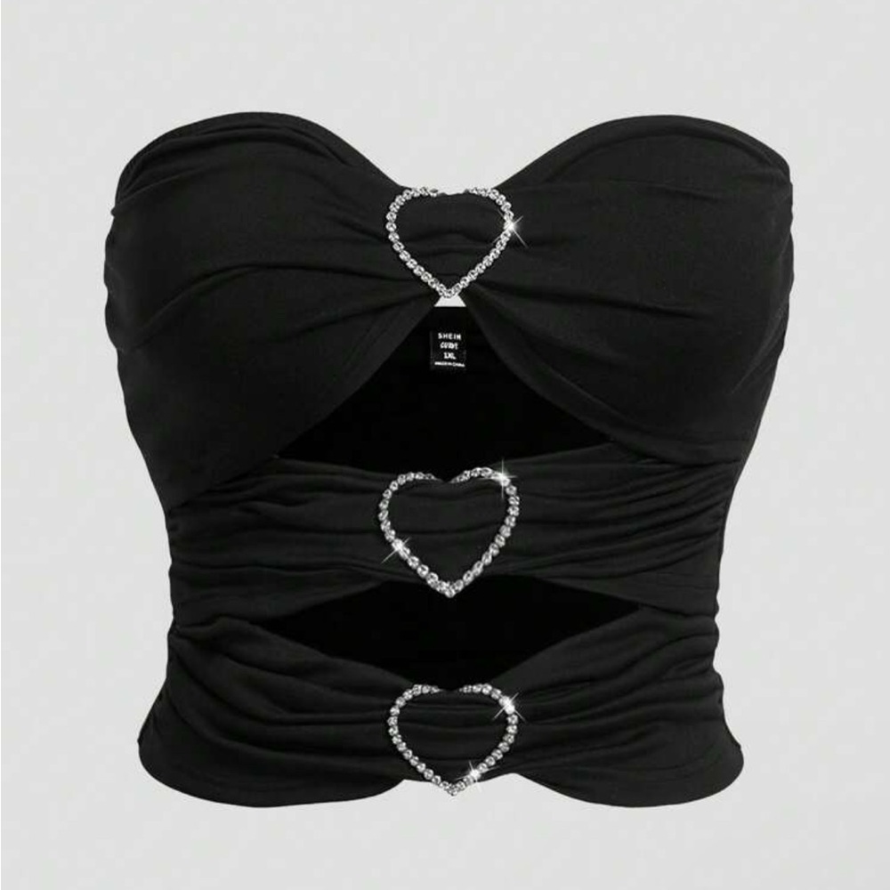 Heart Diamond Button Tube Top nwot 0XL